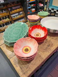 Ceramic Green Flora Oval Serving Plate - 33cm