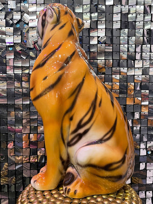 Large Italian Porcelain Tiger Statue Figure