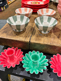 Enamel Metal Candle Holder - Mint Green