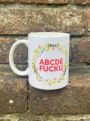 Floral ABCDEFUCKU Profanity Mug