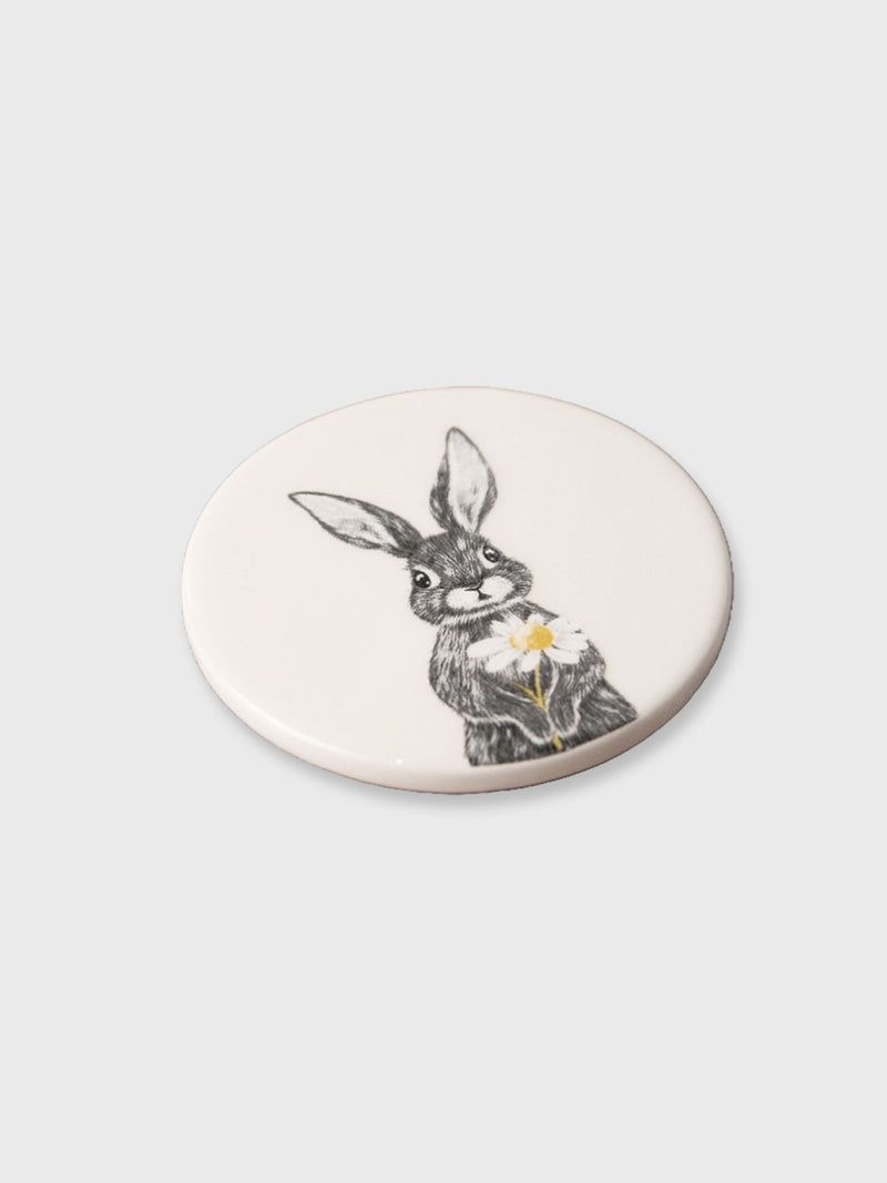 Rabbit and Flower- Ceramic Coaster