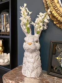 Light Grey Rabbit Head Ceramic Vase