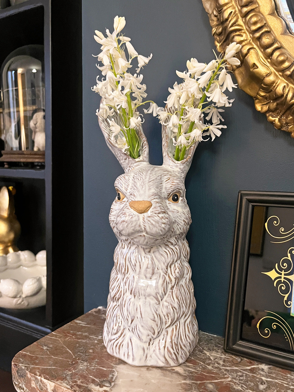 Light Grey Rabbit Head Ceramic Vase