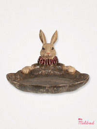 Ornate Rabbit Holding Tray - Red & Brown