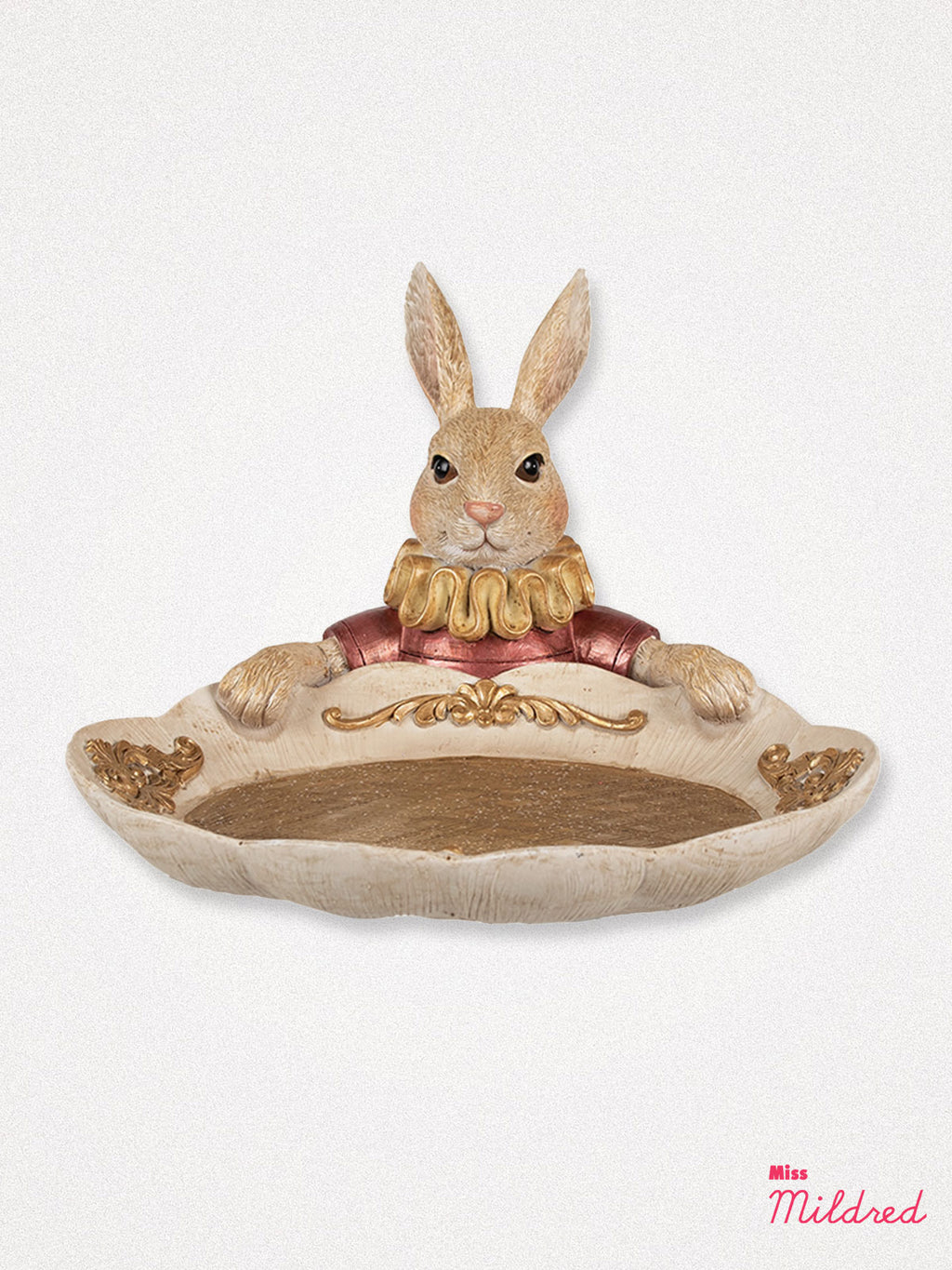 Ornate Rabbit Holding Tray - Red & Gold