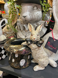 White Rabbit with Hat Figurine