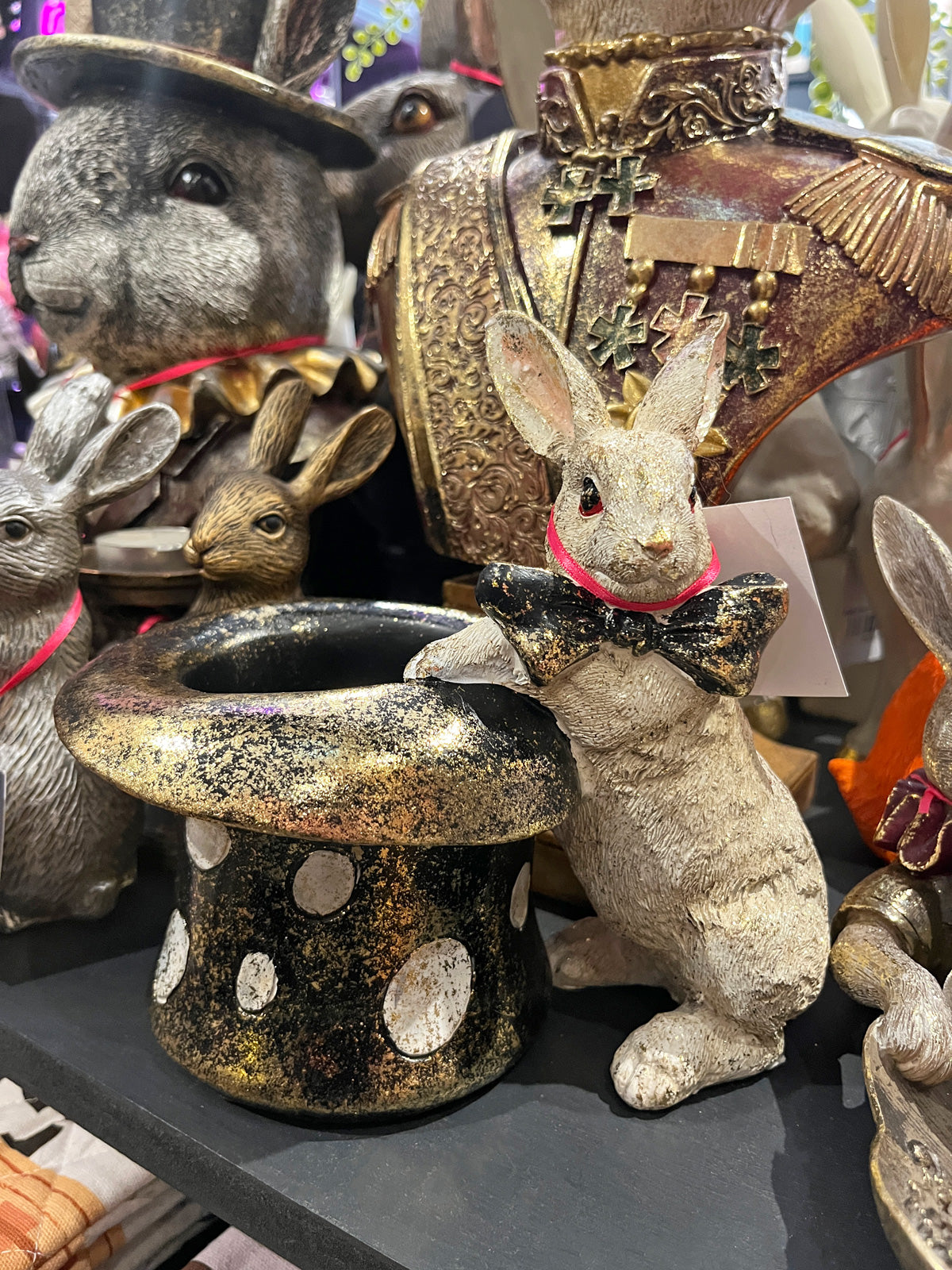 White Rabbit with Hat Figurine