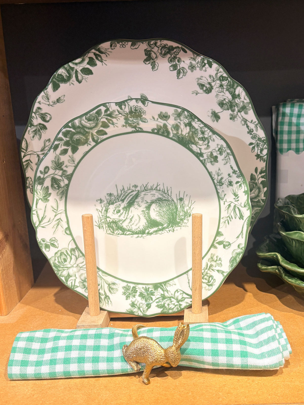 Green Gingham Fabric Napkins - Set of 4