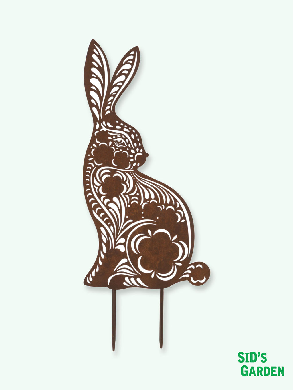 Metal Rabbit Swirl Garden Stake Sign