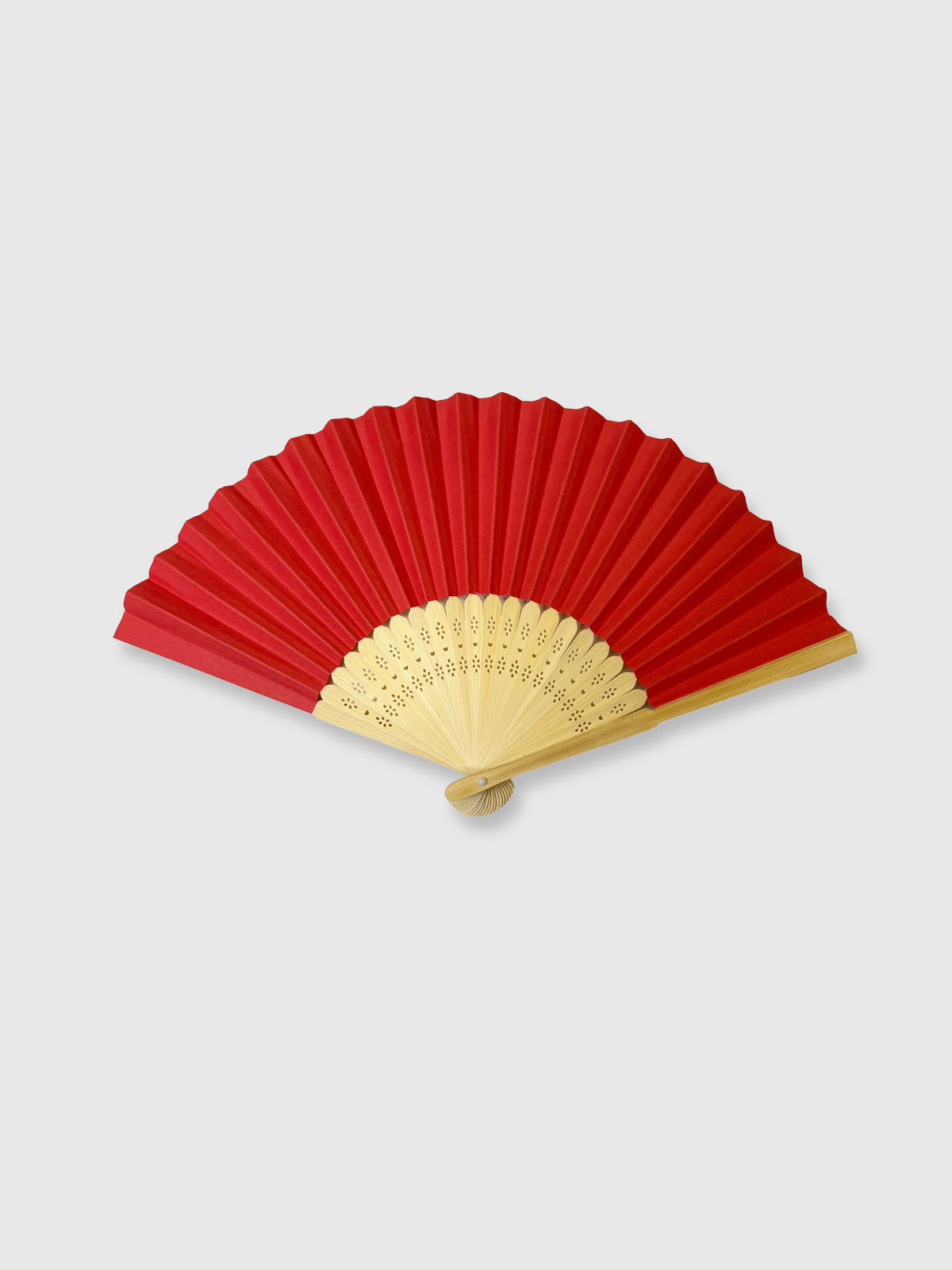 Wooden Paper Hand Fan - Red