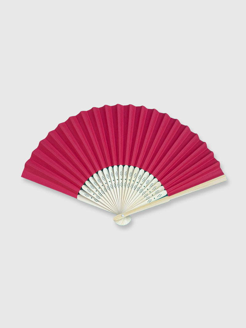 Wooden Paper Hand Fan - Red