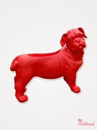 Red Resin Bulldog Dog Shaped Planter