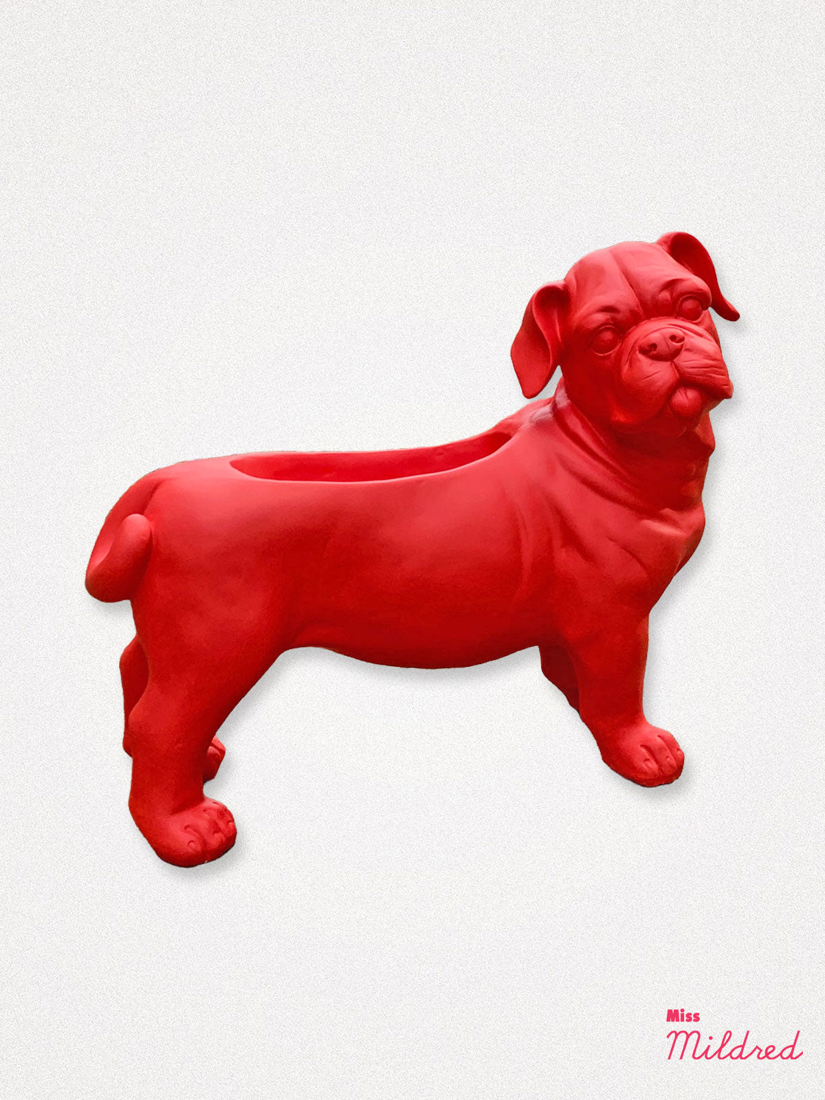 Red Resin Bulldog Dog Shaped Planter