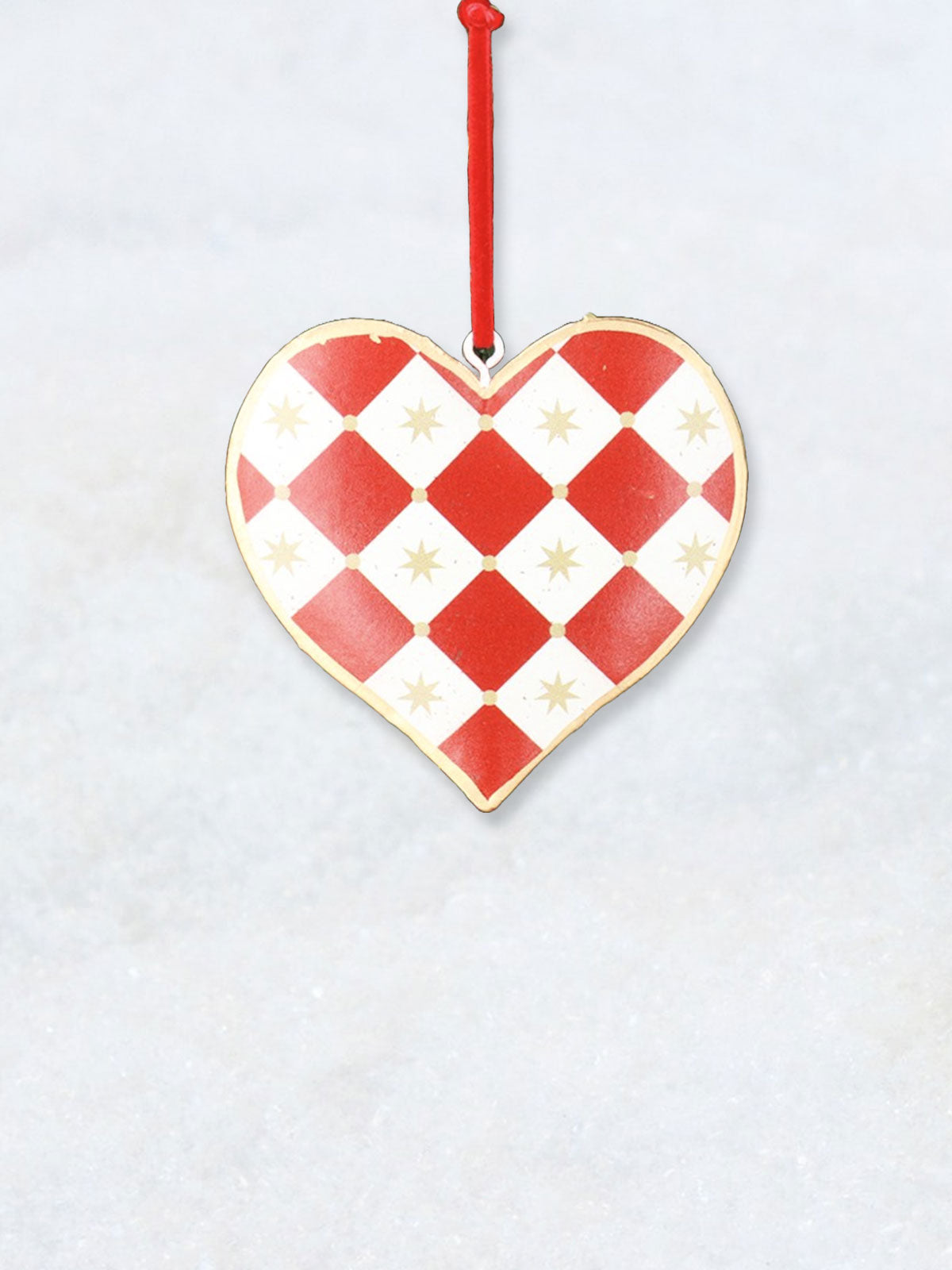 Christmas Decoration - Red & White Checkered Heart