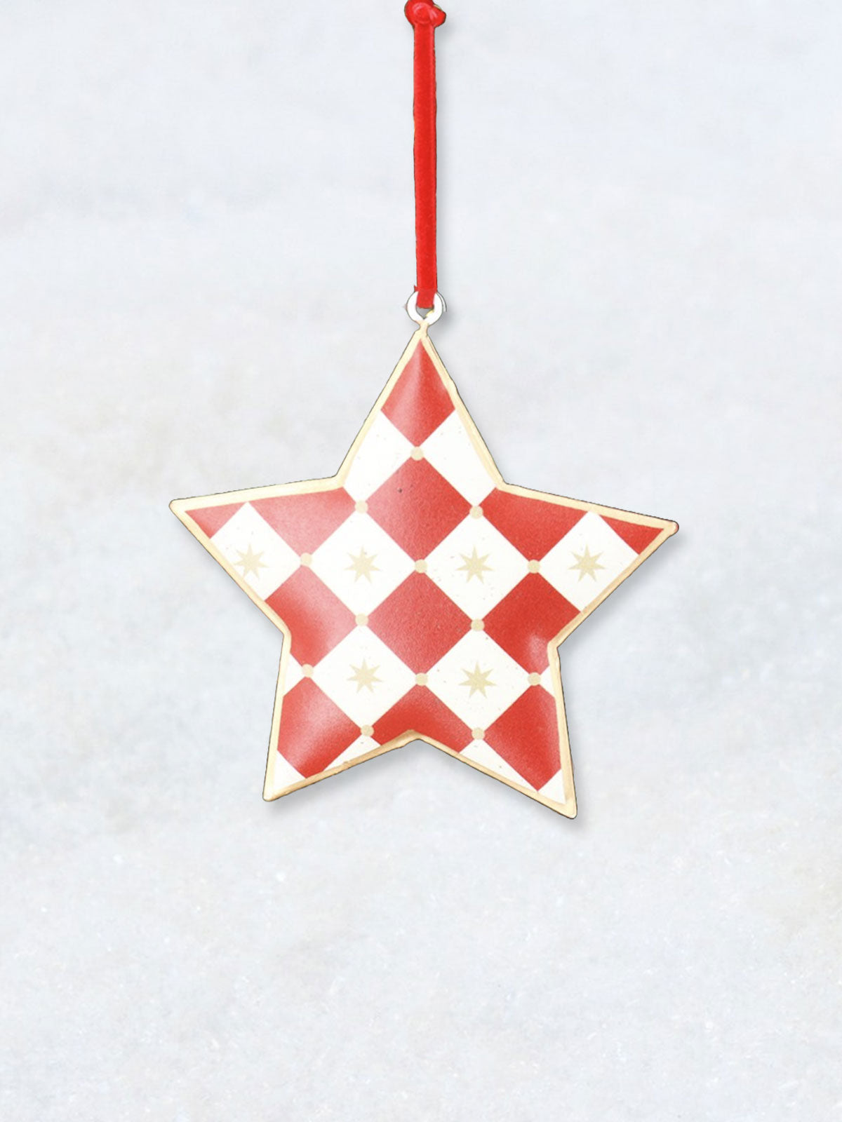 Christmas Decoration - Red & White Checkered Star