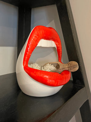 Red Mouth and Lips Storage Pot