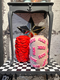 Red Lips Kisses Ceramic Vase