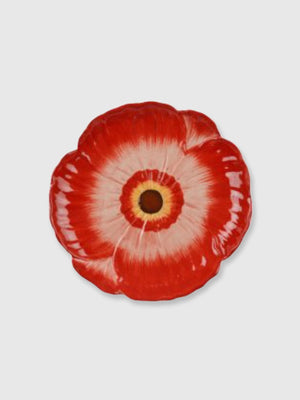 Red Poppy Head Design Side Plate - 22cm