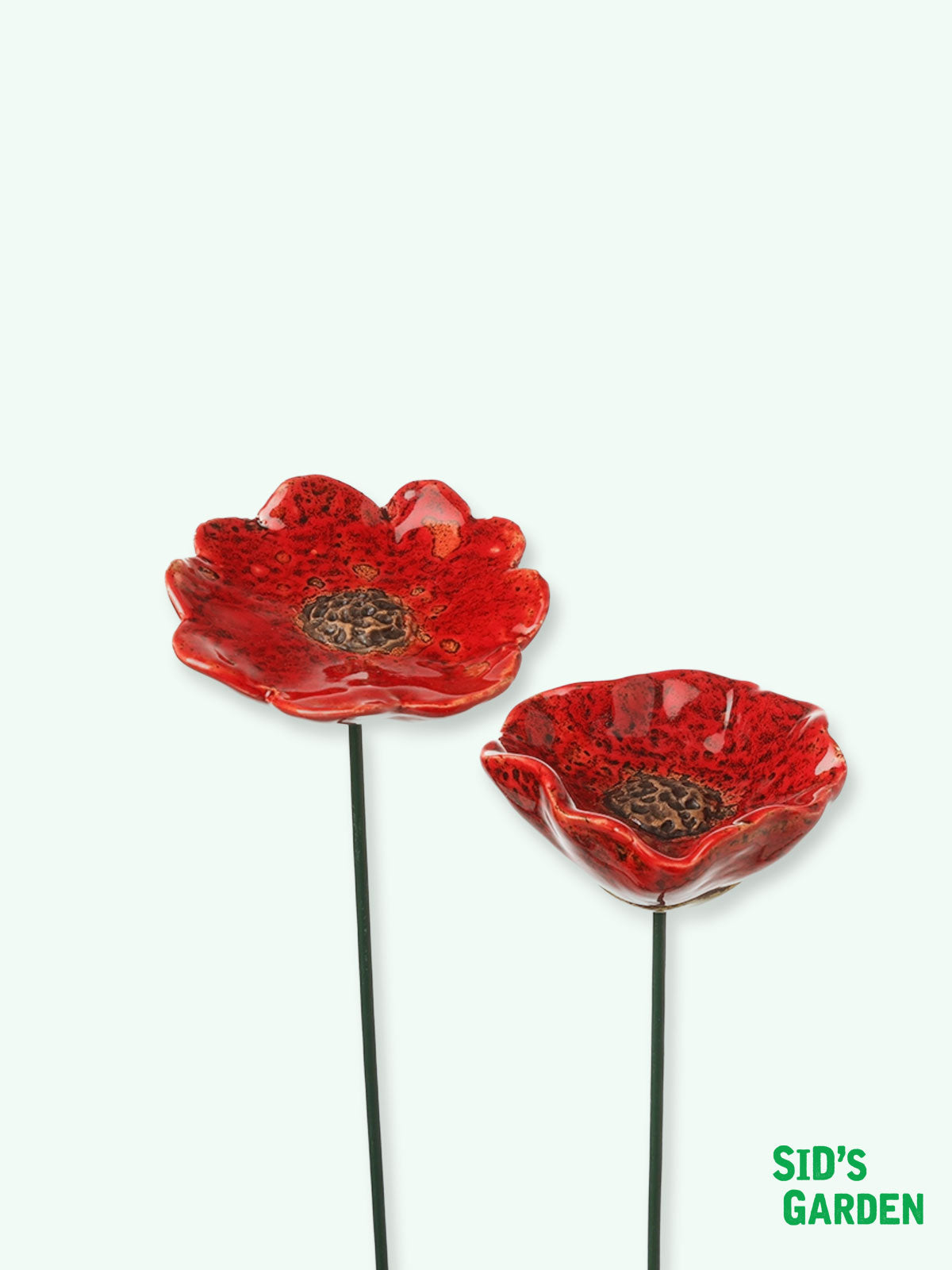 Garden Ceramic Red Poppy Stake - 30cm