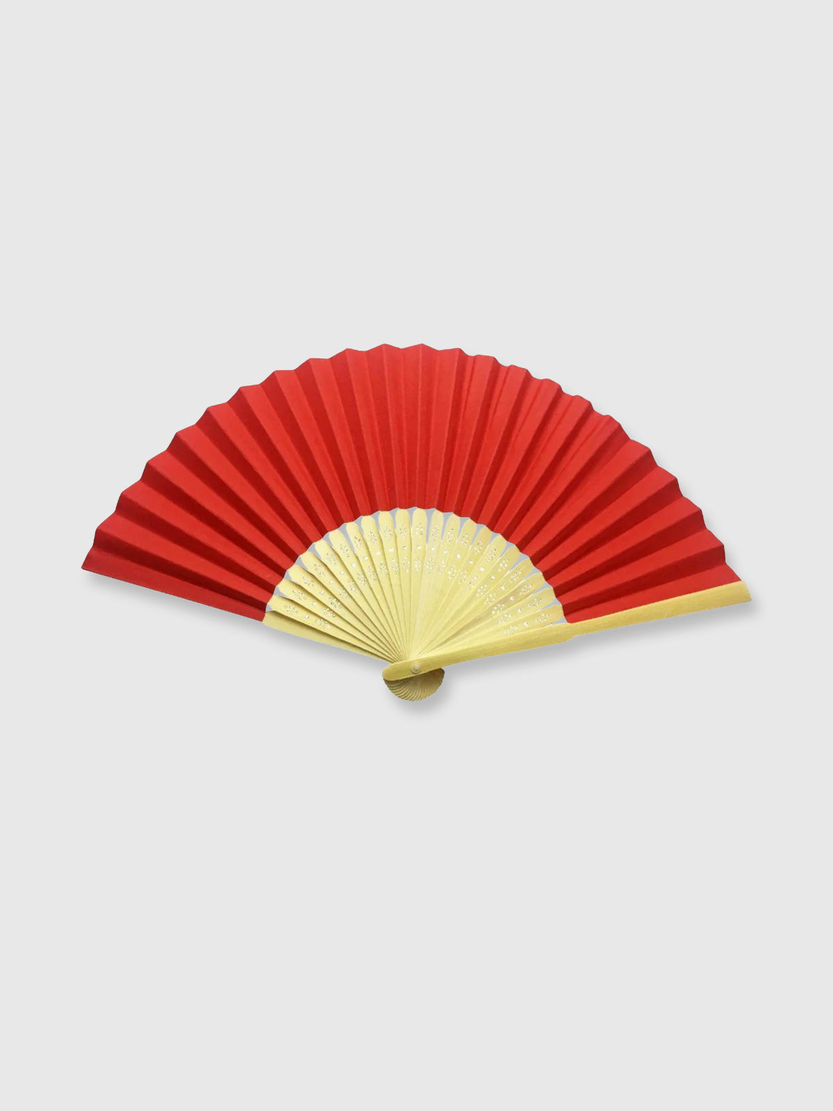 Wooden Paper Hand Fan - Red