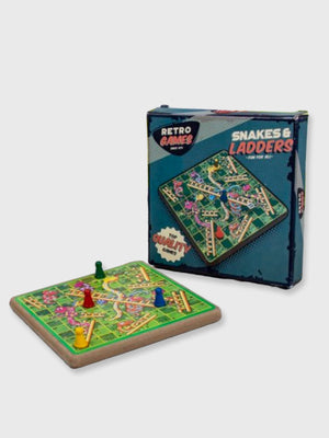 Retro Wooden Board Games - Snakes & Ladders