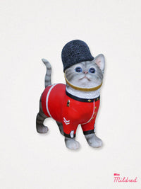 London Royal Guard Cat Statue - Grey Tabby