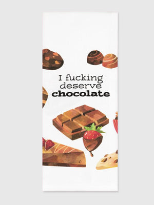 Funny Tea Towels - I Deserve Chocolate