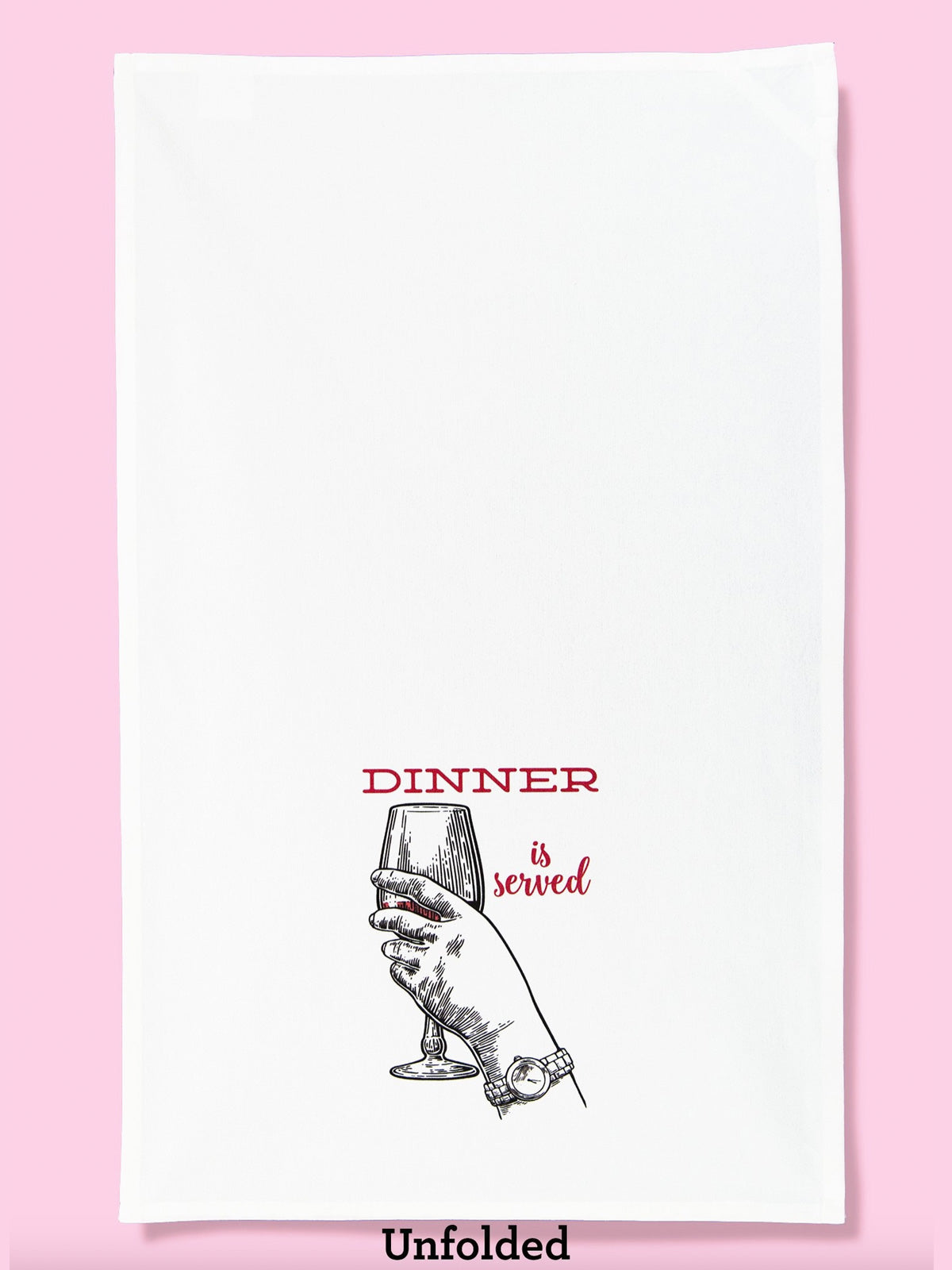 Funny Tea Towels - Dinner Is Served (Wine)