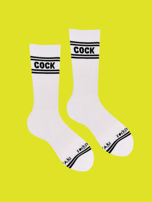 Sweary Socks - Cock - White