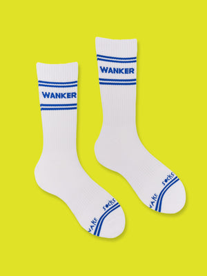 Sweary Socks - Wanker - White