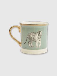 Green Mug with Gold Handle - White Tiger