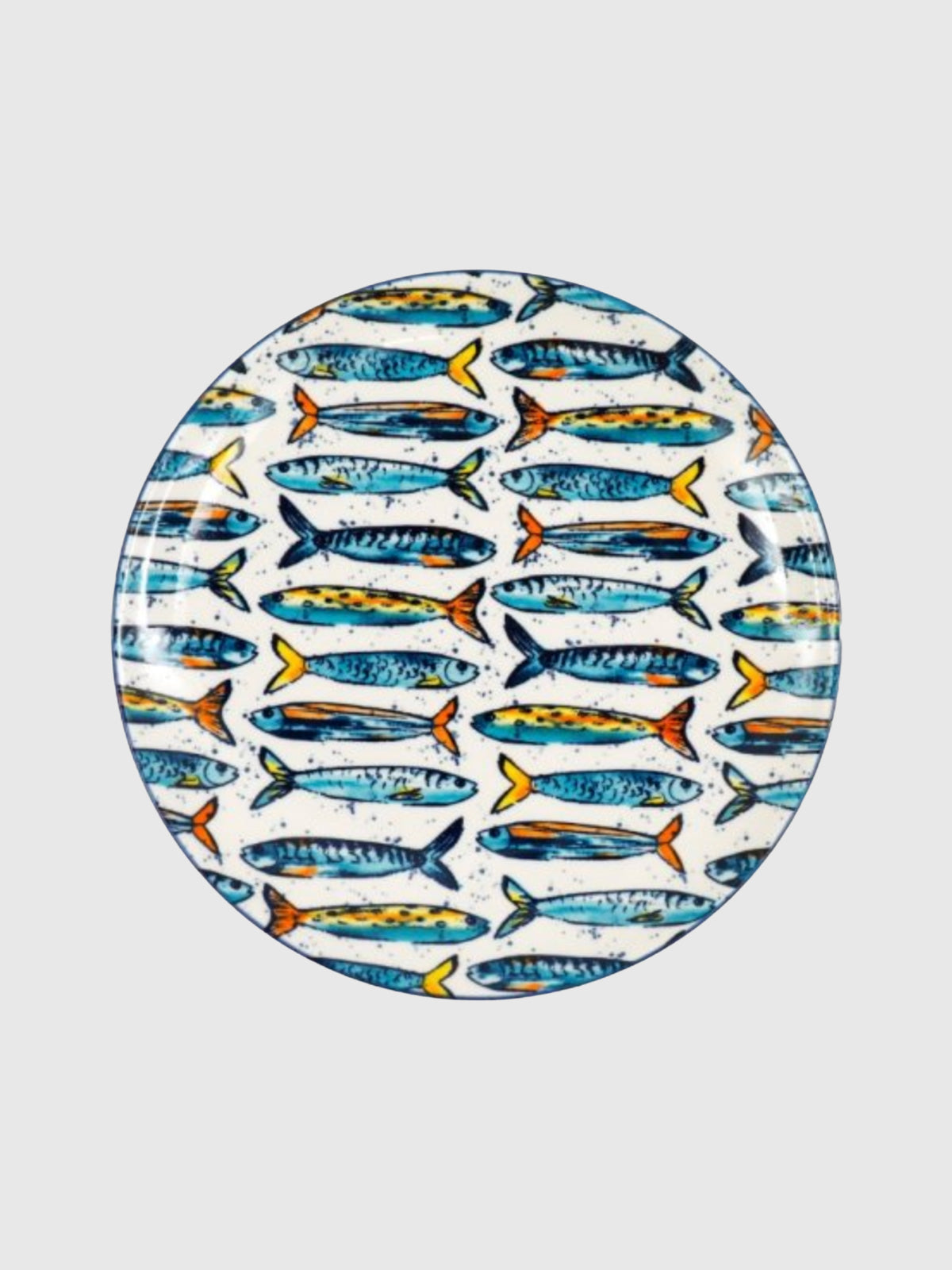 Sardine Fish Print Side Plate - 21.6cm
