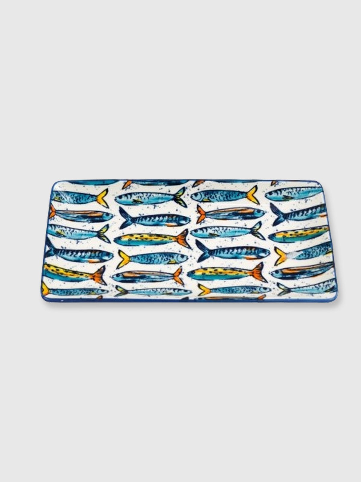 Sardine Fish Print Long Ceramic Serving Dish