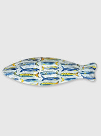 Sardine Fish Print Shaped Glass Serving Dish - 30cm