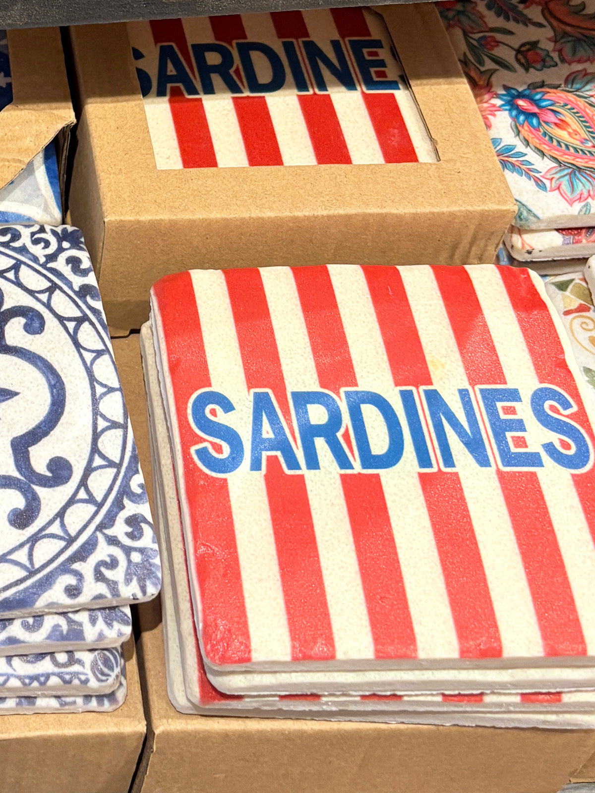 Retro Sardine Tin Tile Coasters - Set of 4