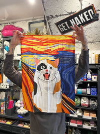 Calico Cat Scream Art - Cotton Tea Towel