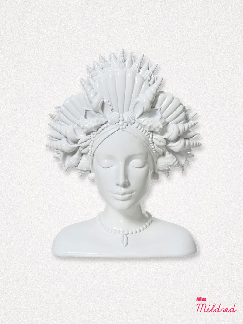 Shell Head Goddess Bust Planter - White