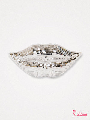 Disco Mirror Lips Ornament - Silver