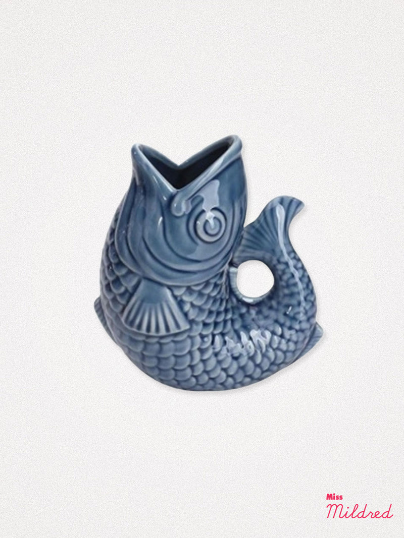 Porcelain Fish Vase - Blue Grey