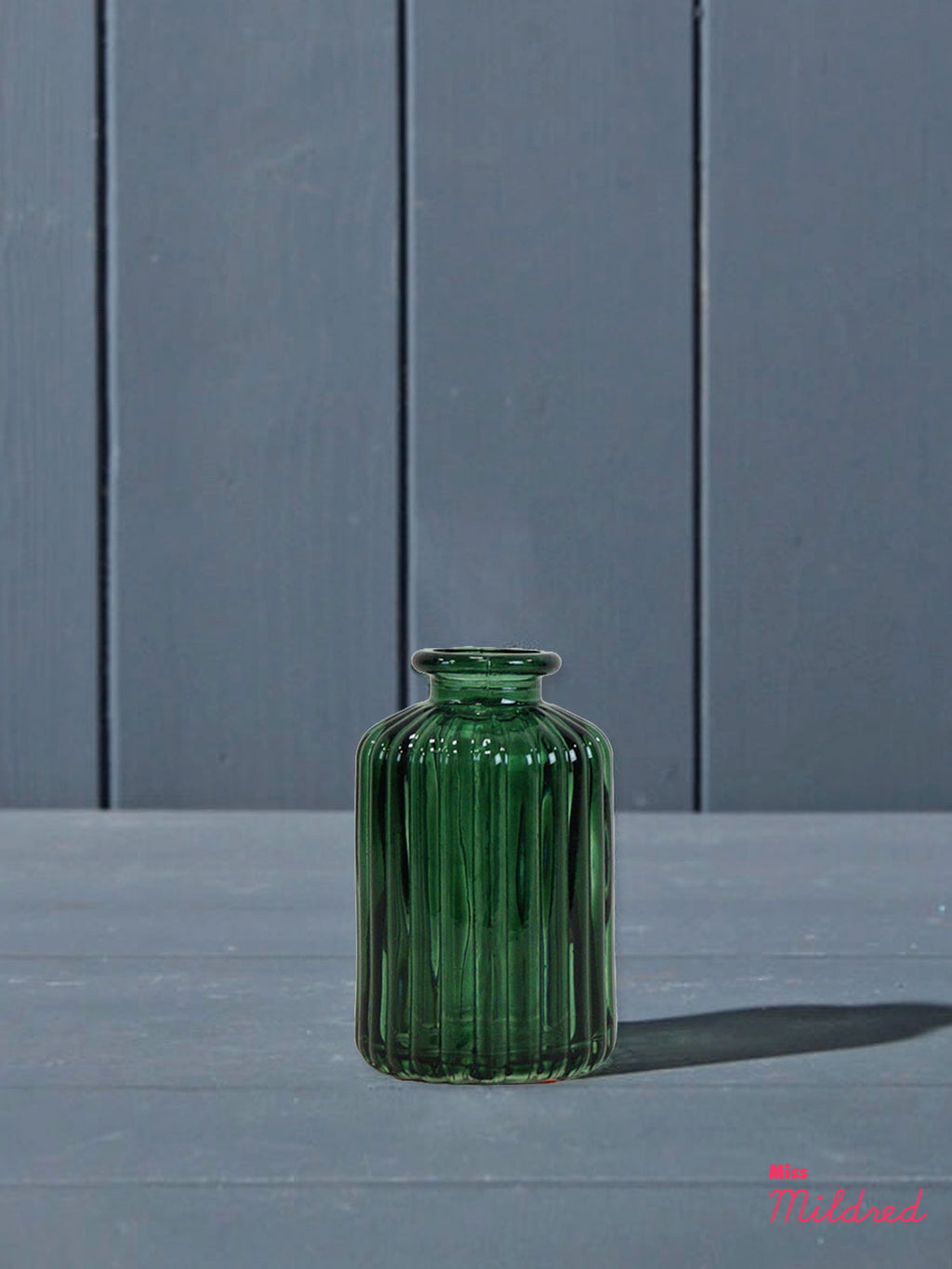 Ribbed Green Bottle - 10cm