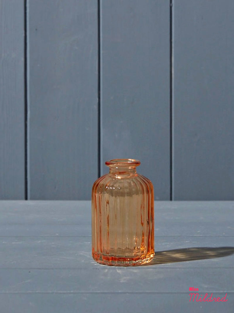 Ribbed Orange Glass Bottle - 10cm