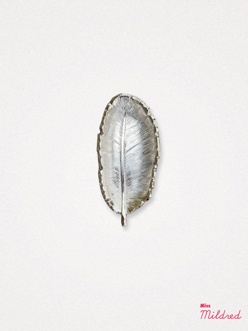 Small Feather Shaped Metal Trinket Dish
