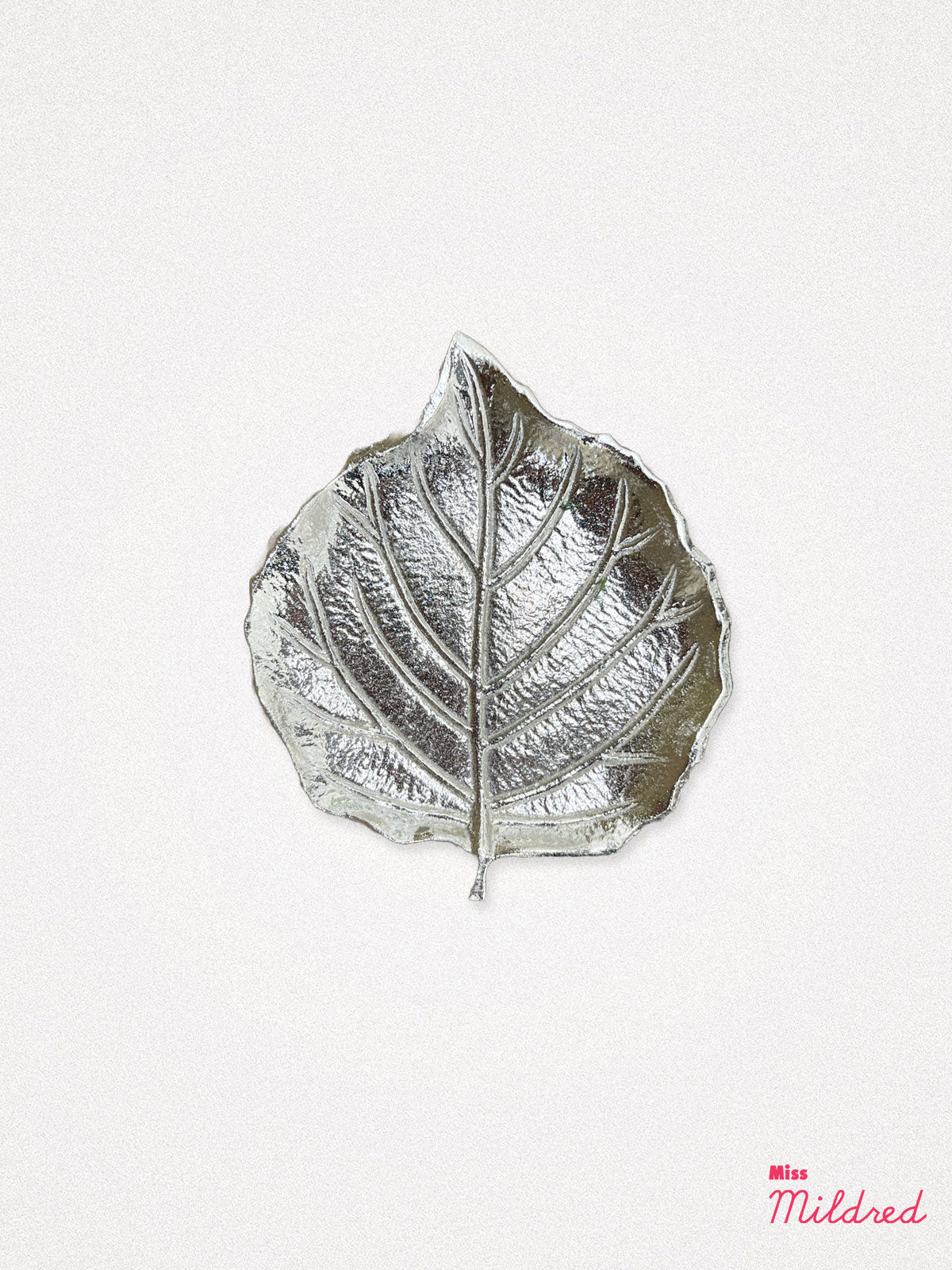 Small Leaf Shaped Metal Trinket Dish