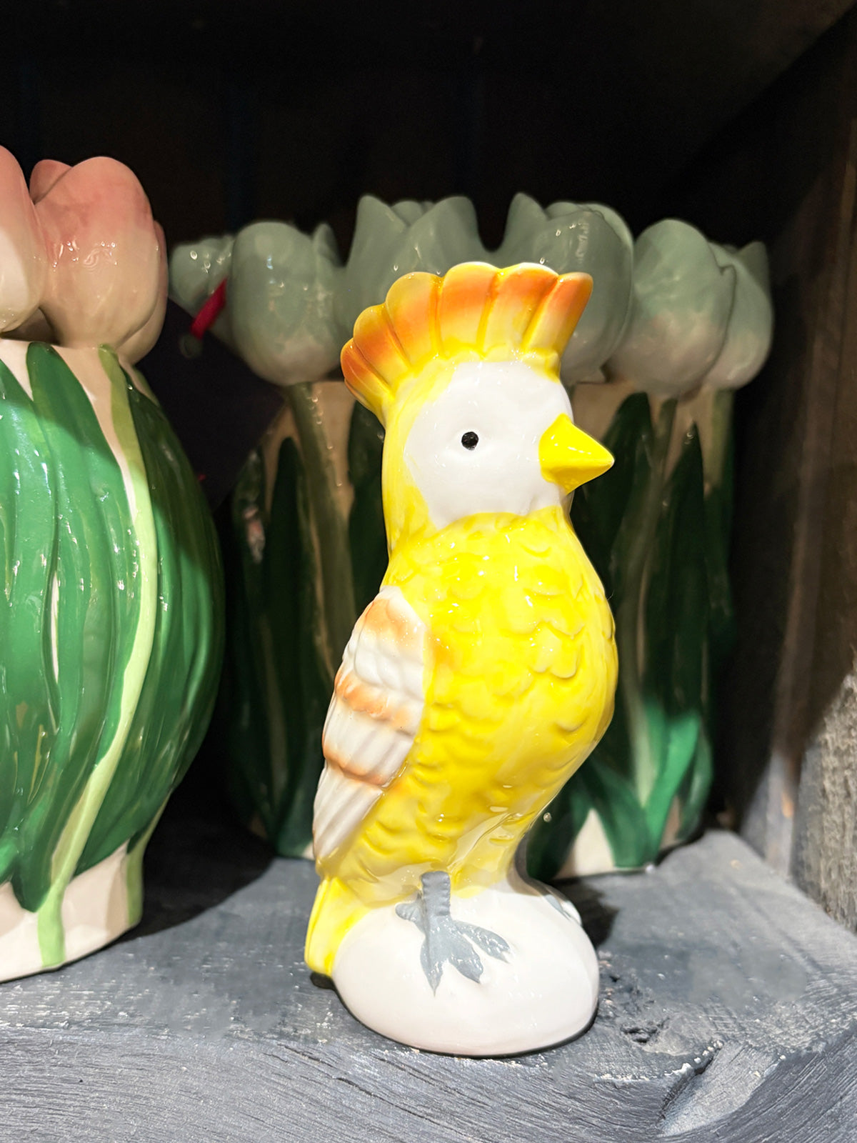 Porcelain Yellow Parrot 'Soliflore' Vase