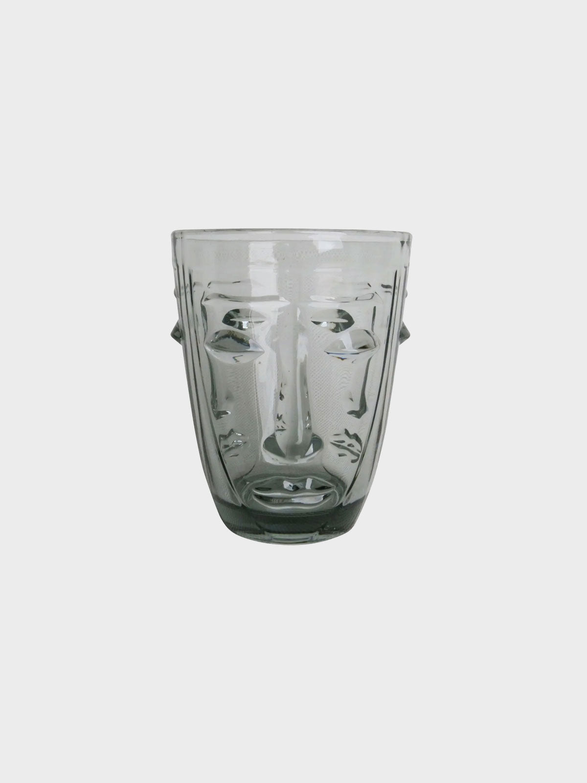 Deco Face Goblet Glass Tumbler - Smoke Grey