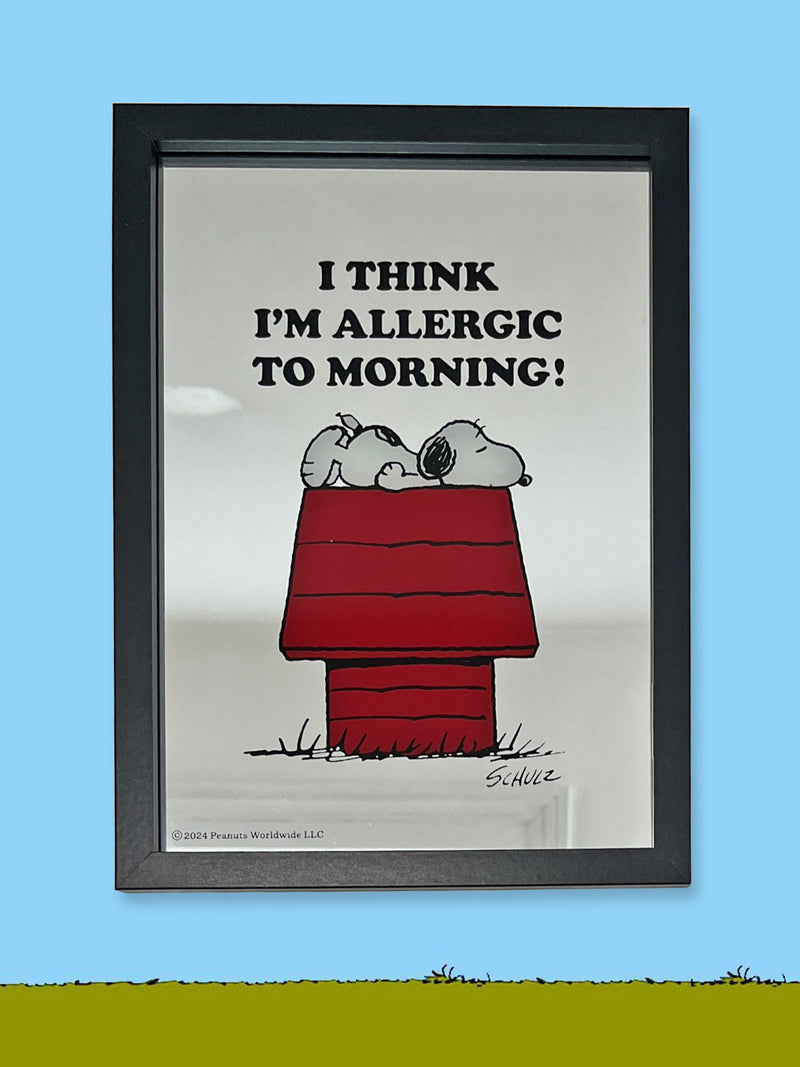 Peanuts Framed Mirror - Allergic To Mornings Snoopy