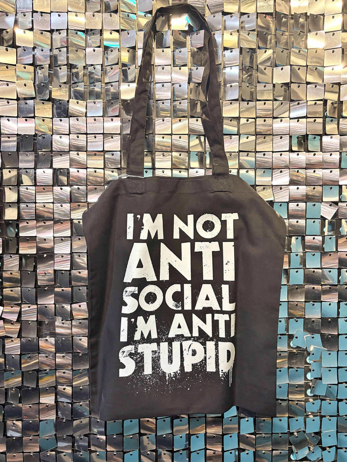 Anti Social / Stupid - Tote Bag - Black