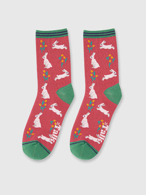 Spring Bunny Bamboo Socks - Ladies