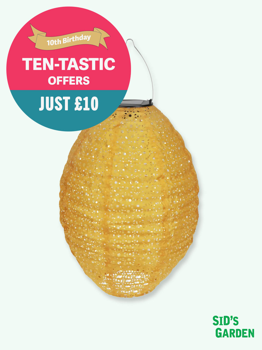 Outdoor Solar Garden Pendant Lantern - Yellow