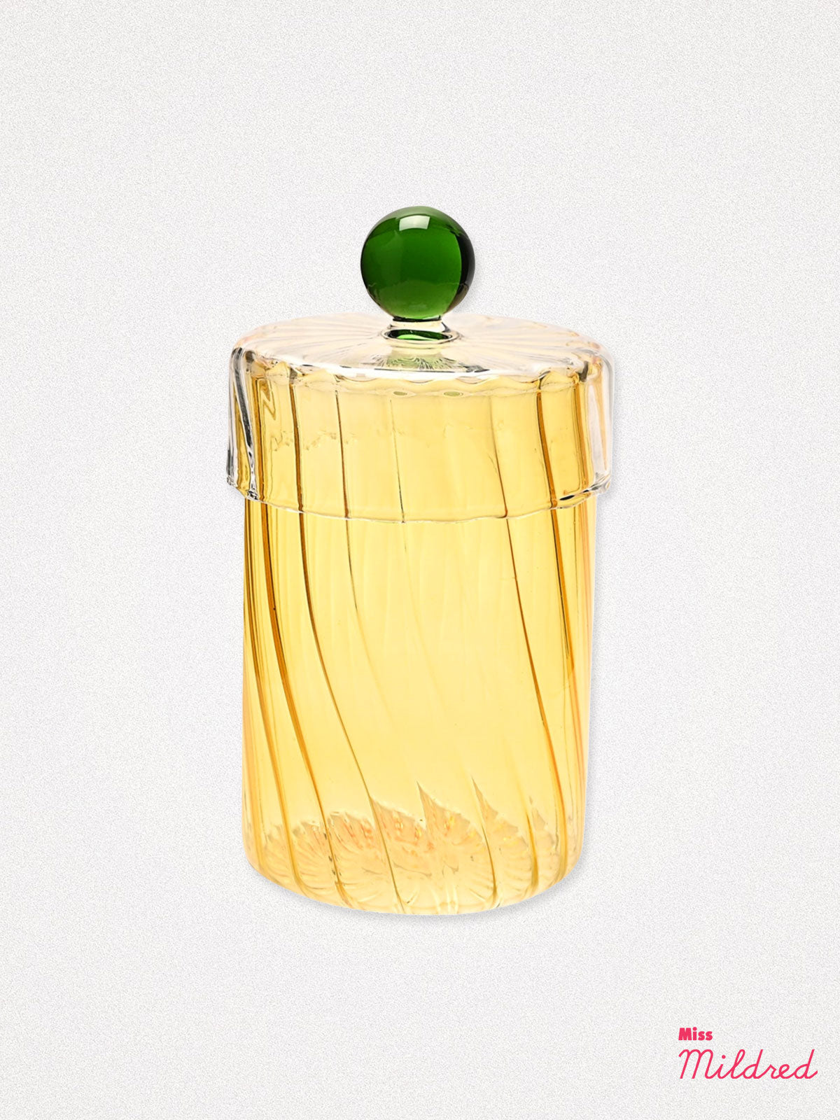 Spiral Glass Trinket Jar - Yellow